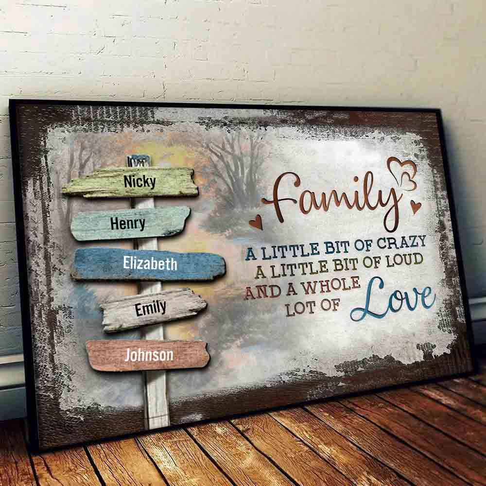 Personalized Family Name Rustic Canvas Sign Gift for Parents