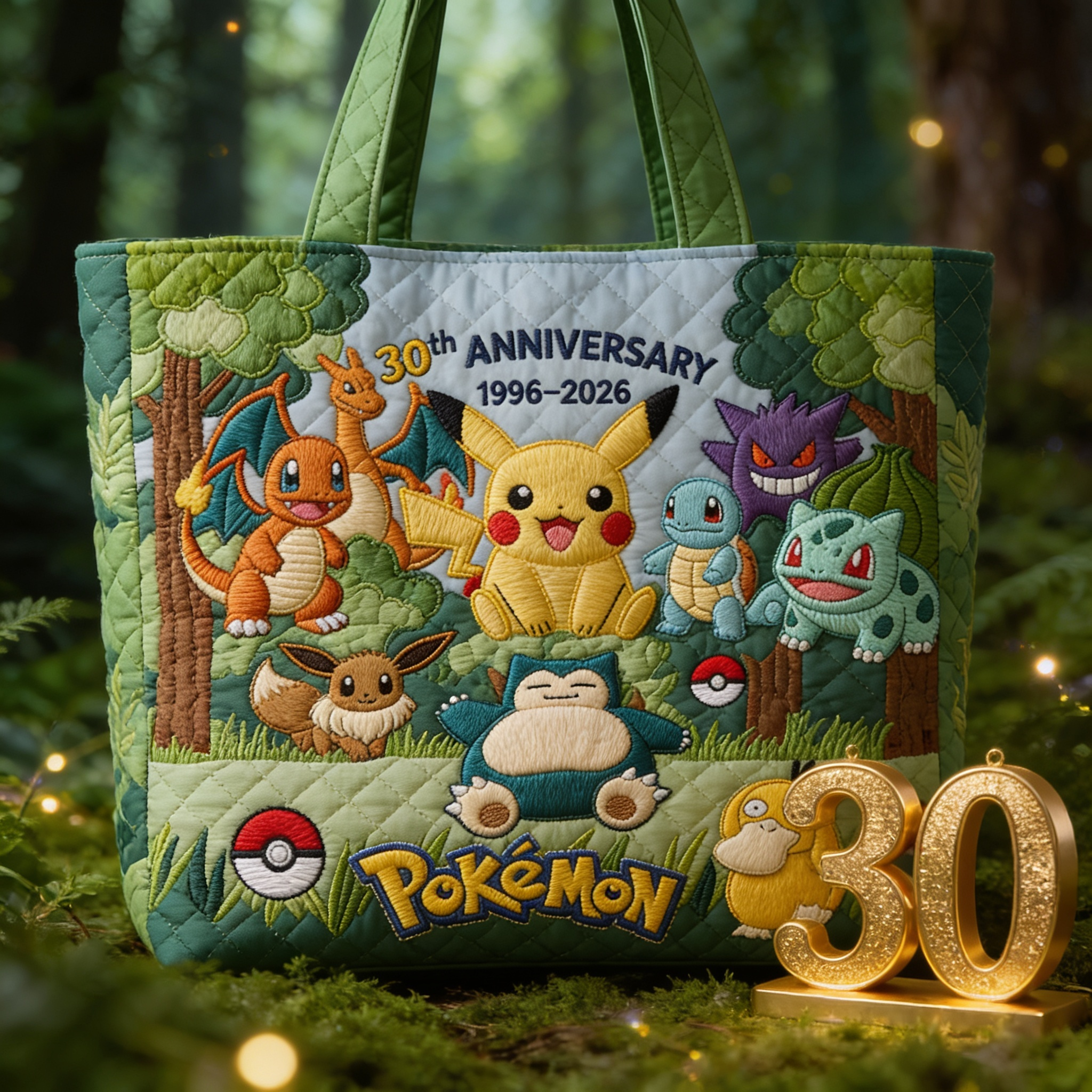 Personalized Quilted Tote Bag with Cute Monsterz Design - 30th Anniversary Gift for Movie Fans