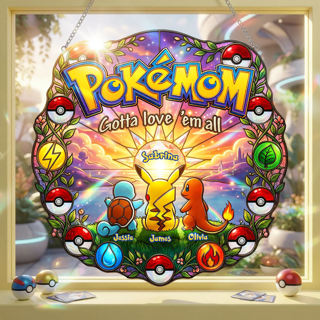 Personalized Pokémon Window Hanging Suncatcher Gift for Mom