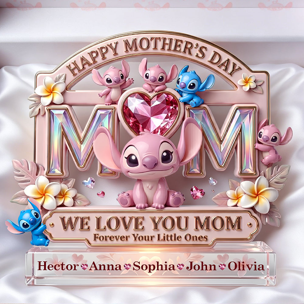 Personalized Acrylic Plaque 'We Love You Mom' Custom Name Gift for Mother's Day Acrylic Plaque GradoCreations