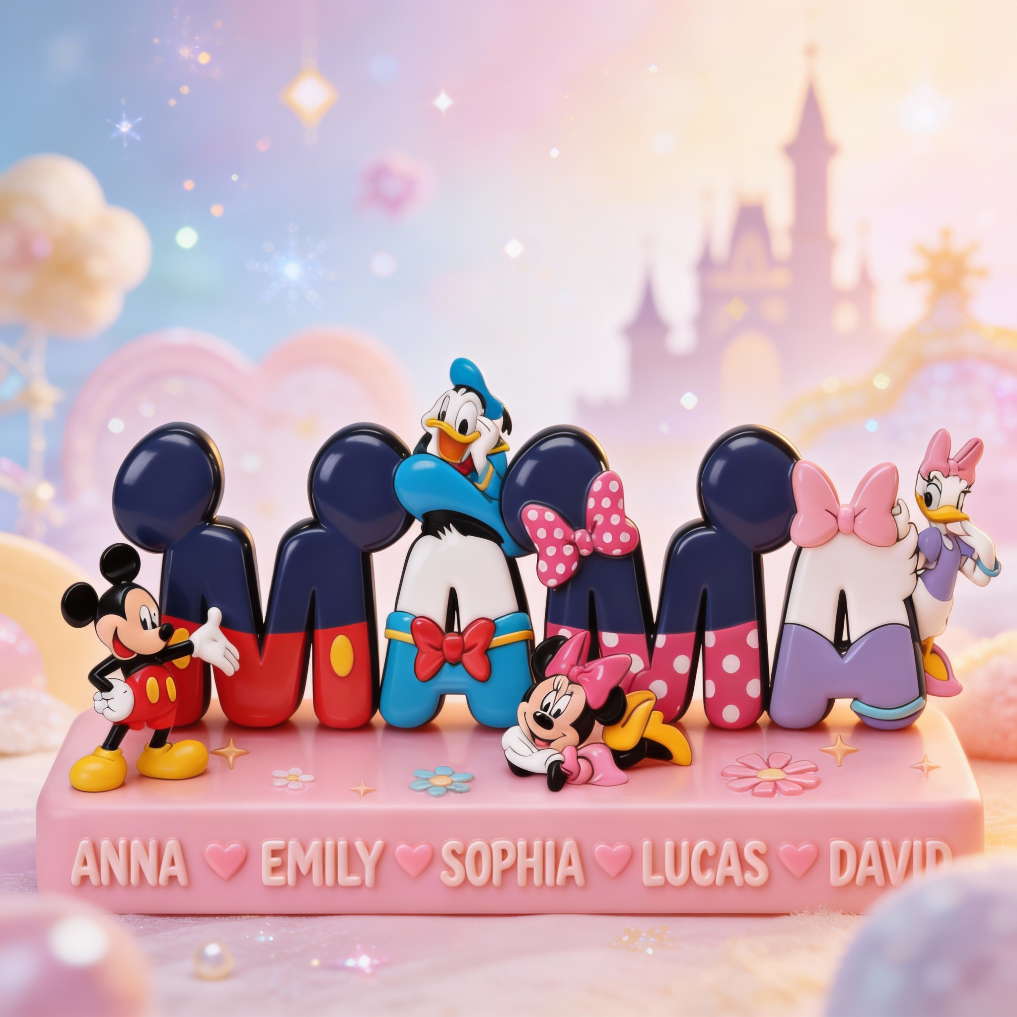 Personalized Acrylic Plaque Magic Mouse Gift for Mom with Kids’ Names