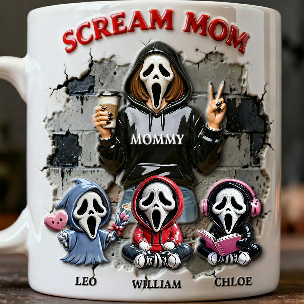 Personalized Scream Mom Coffee Mug Halloween Gift for Mom Mug GradoCreations