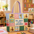 Personalized Quilted Tote Bag for Teacher Little Explorers Gift