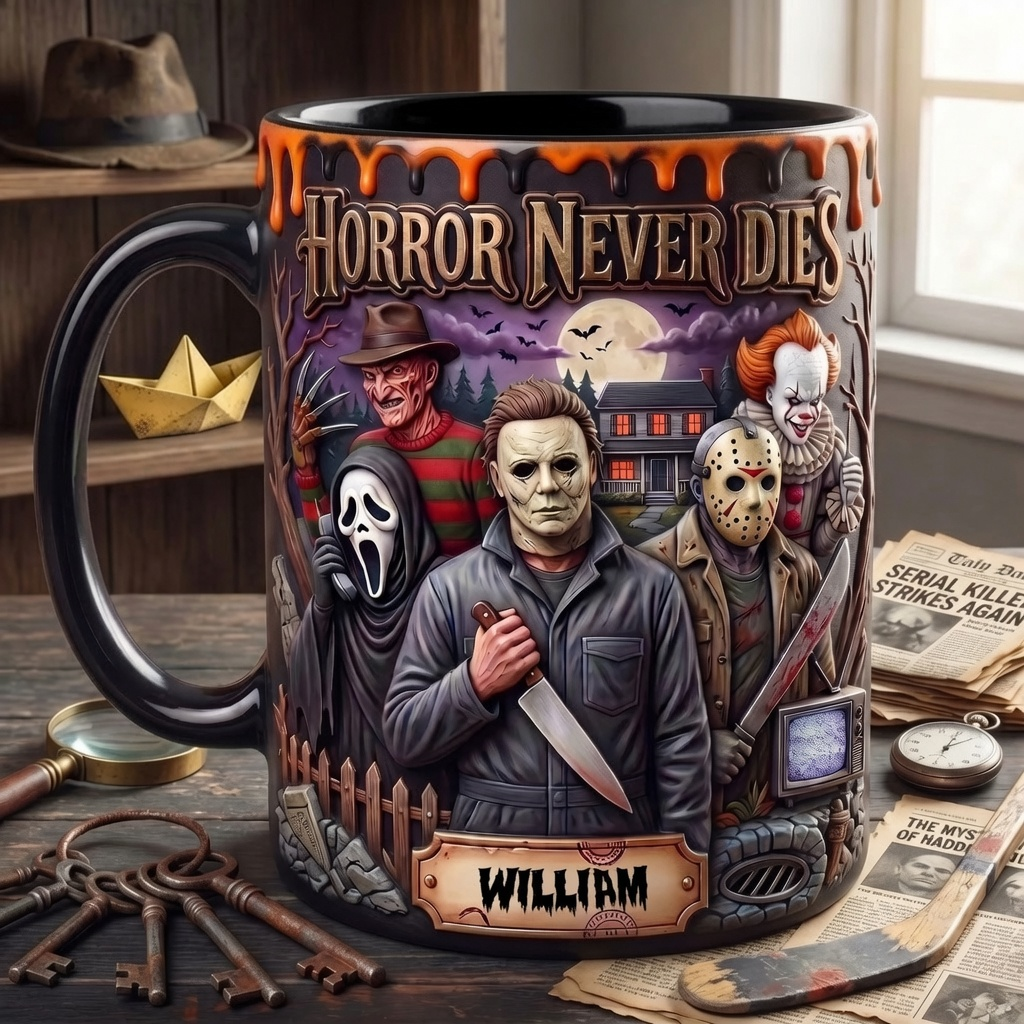 Personalized Horror Magic Coffee Mug Custom Name Halloween Gift for Movie Fans Mug GradoCreations