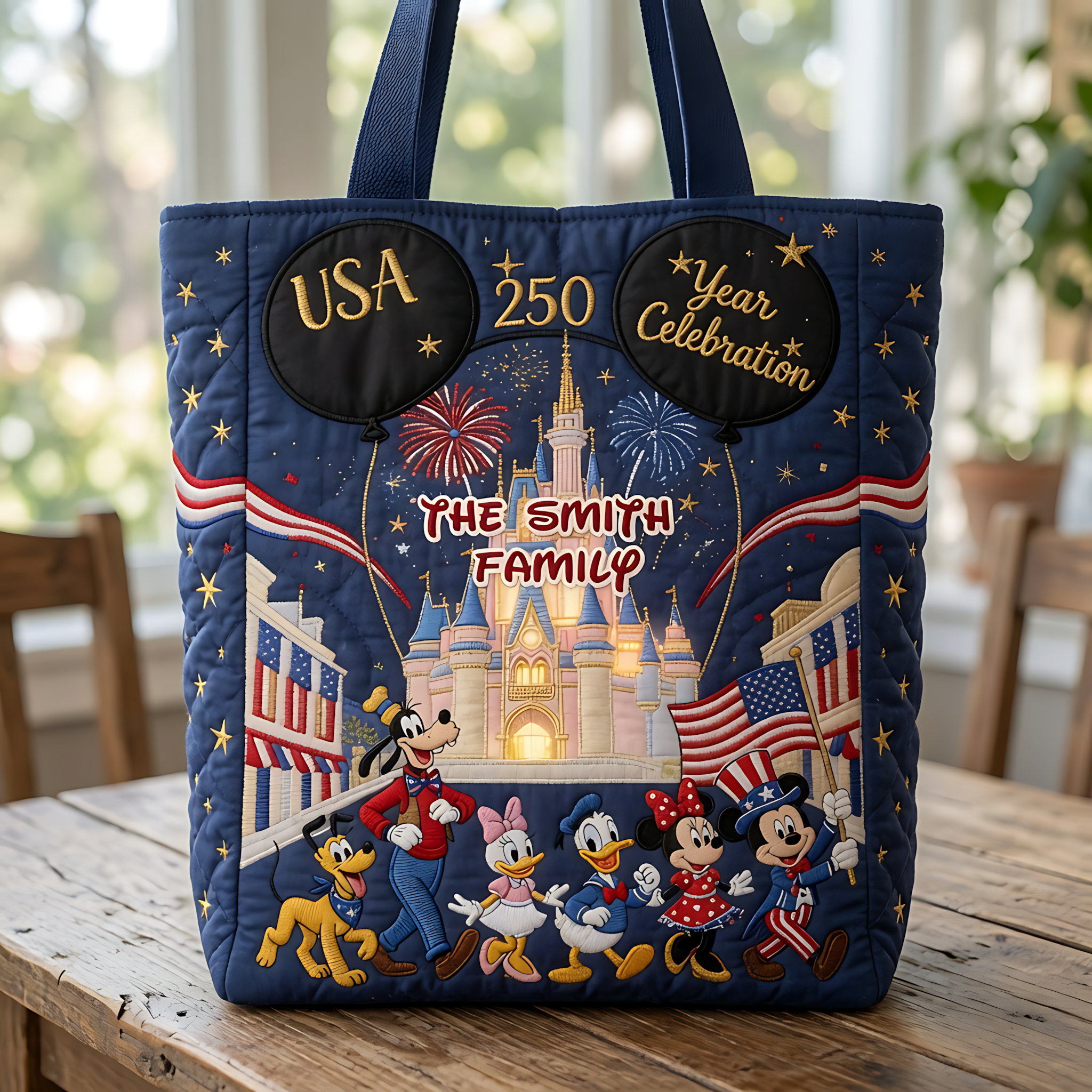Personalized Quilted Tote Bag USA 250th Anniversary Gift