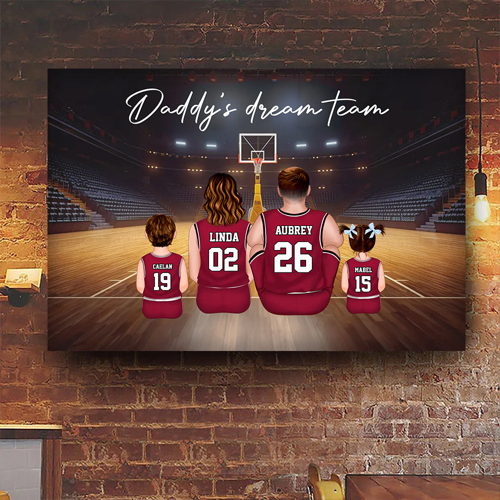 Personalized Basketball Family Canvas Poster Gift for Dad