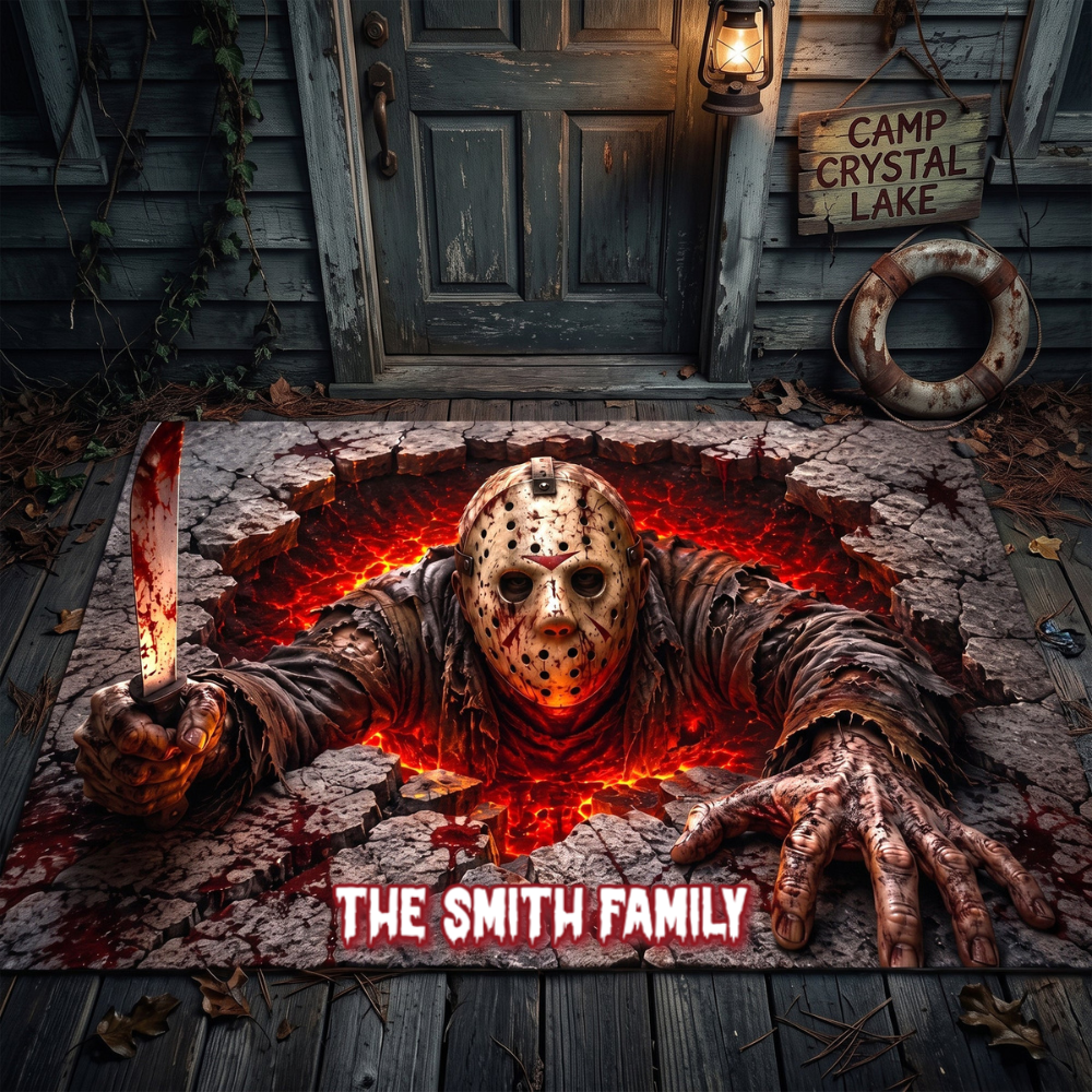 Personalized Horror Character Doormat Custom Family Name Halloween Gift Door Mat GradoCreations