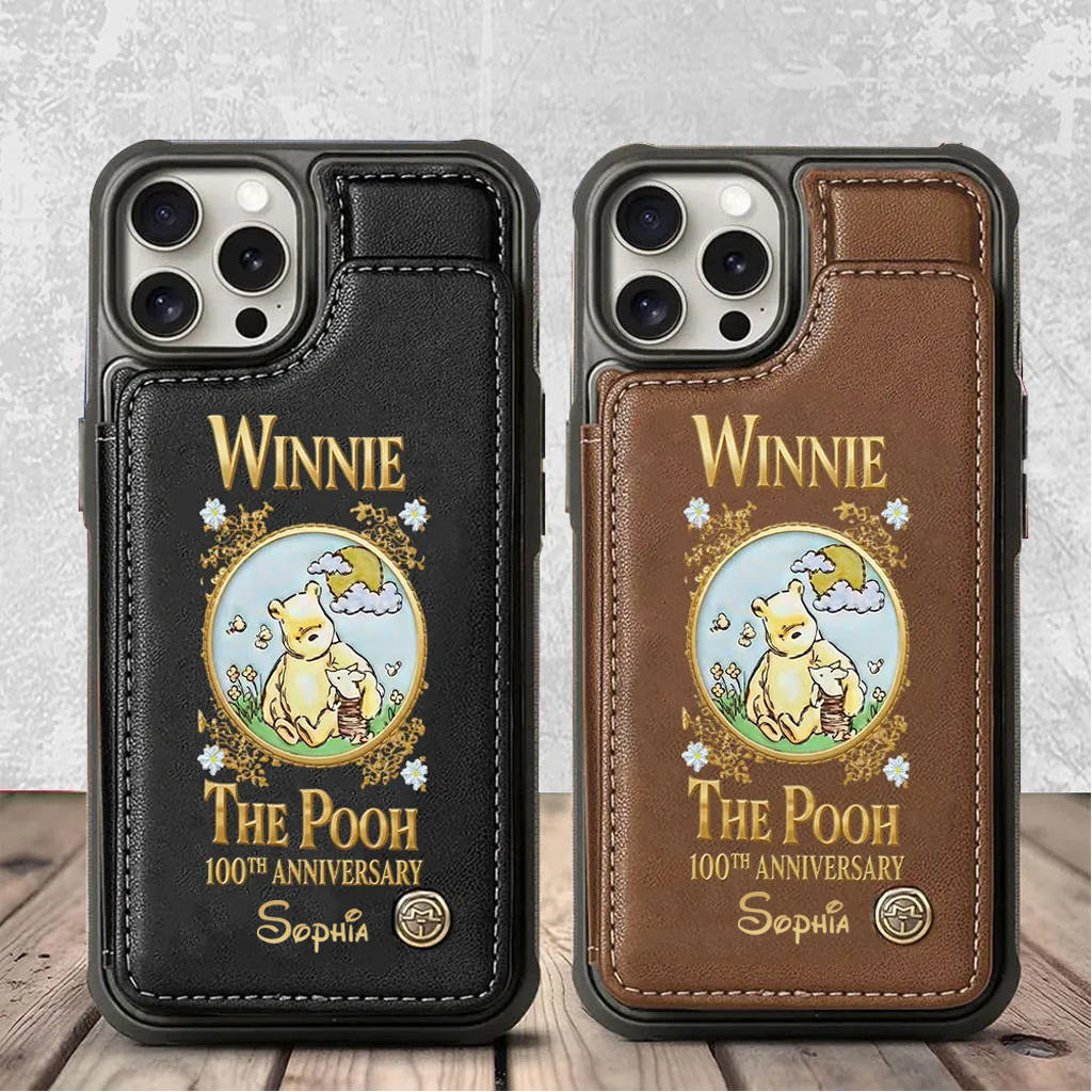 Personalized Winnie the Pooh 100th Anniversary Wallet Phone Case Gift for Movie Fans