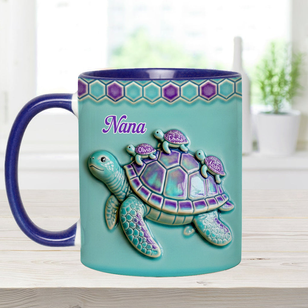 Personalized Grandma Accent Mug with Turtle Design Gift for Nana