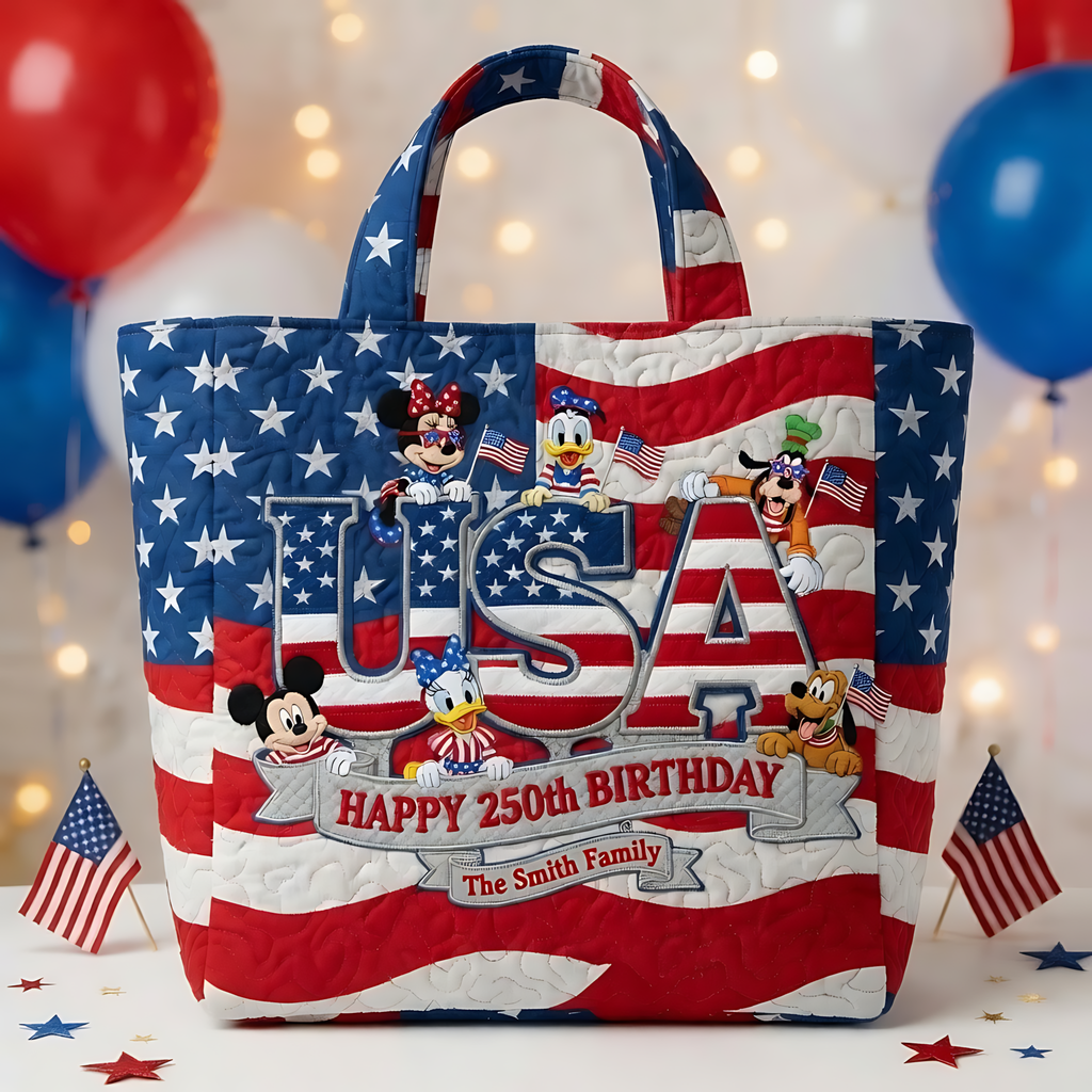 Personalized Quilted Tote Bag USA Freedom Theme Independence Gift