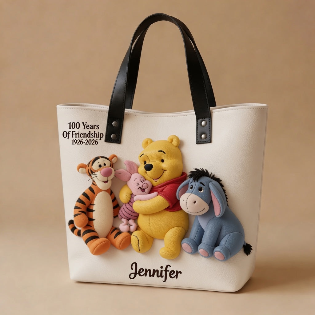 Personalized Winnie the Pooh Tote Bag Custom Name Gift for Movie Fans