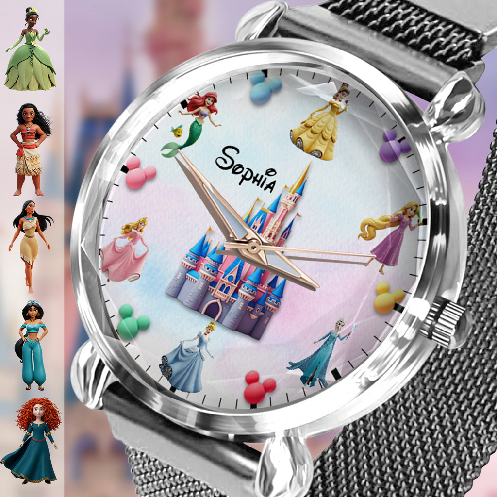 Personalized Princess Women's Hand Watch Custom Name Gift for Kids