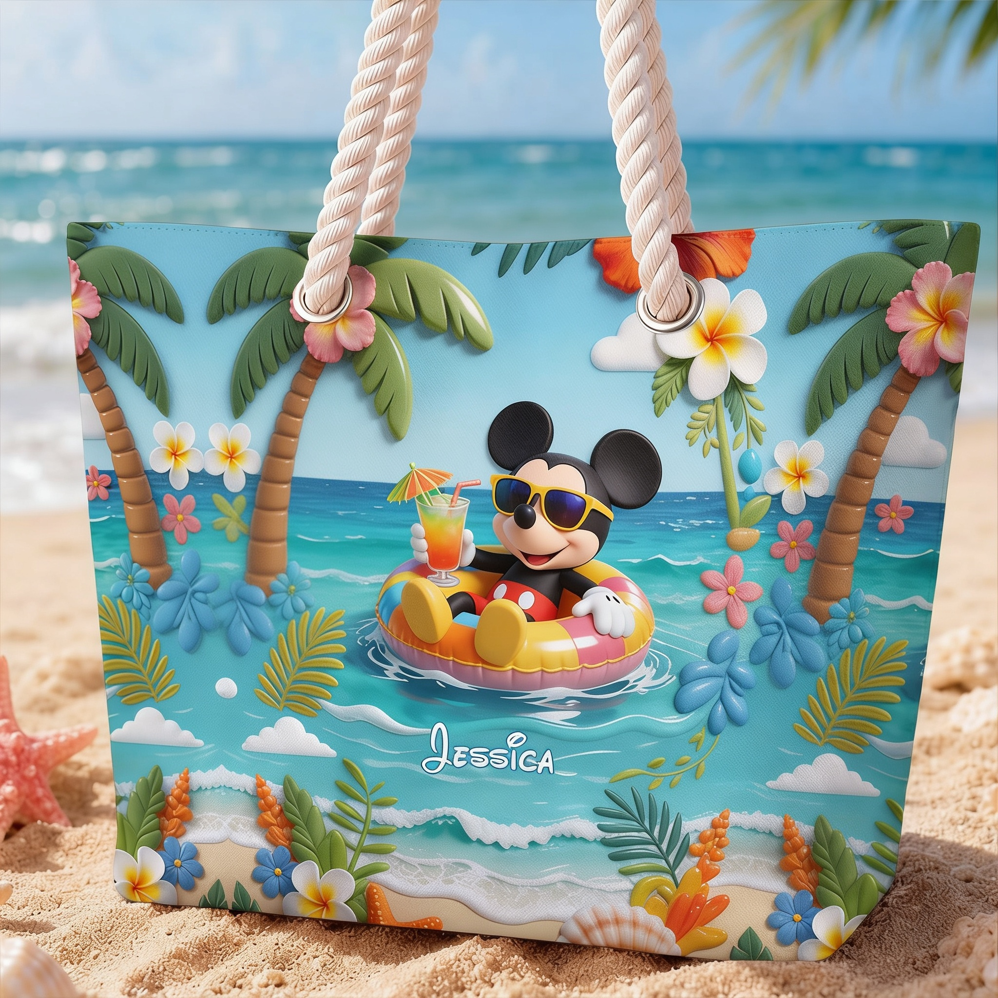 Personalized Beach Bag with Colorful Summer Design for Travelers
