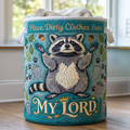 Personalized Quilted Raccoon Laundry Basket Funny Gift for Mom Quilted Laundry Basket GradoCreations