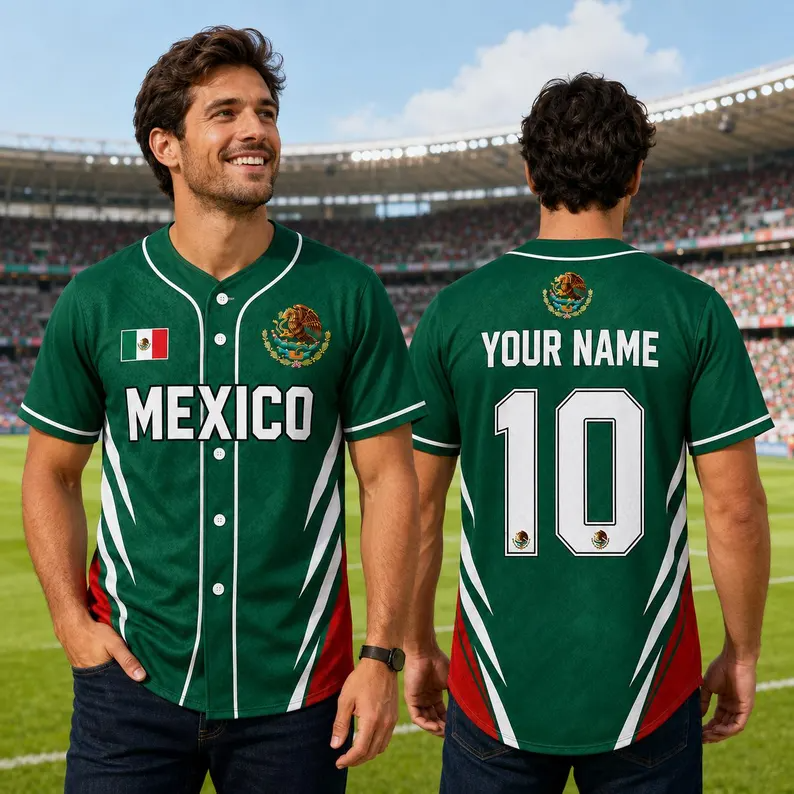 Personalized Mexico Football Jersey Custom Name Gift for Soccer Fans