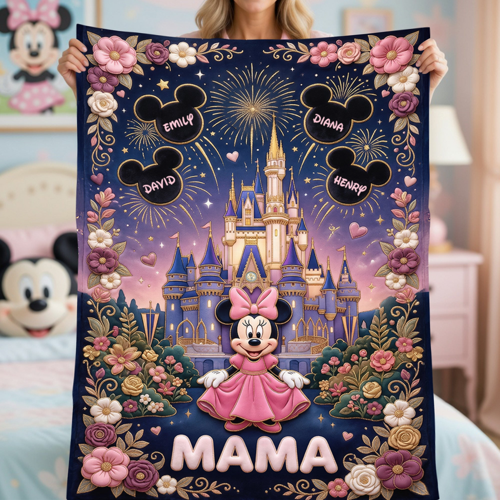 Personalized Magic Mouse Fairytale Castle Blanket for Mom - Unique Mother's Day Gift Blanket GradoCreations