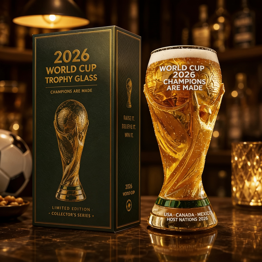 Personalized Trophy Beer Glass for Football Fans - 2026 World Cup Gift
