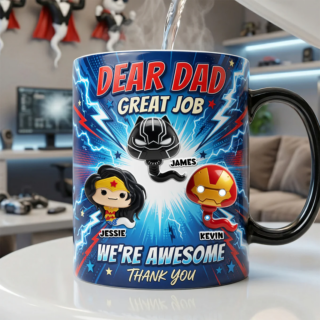 Personalized Color Changing Mug for Dad - Superhero Theme Gift