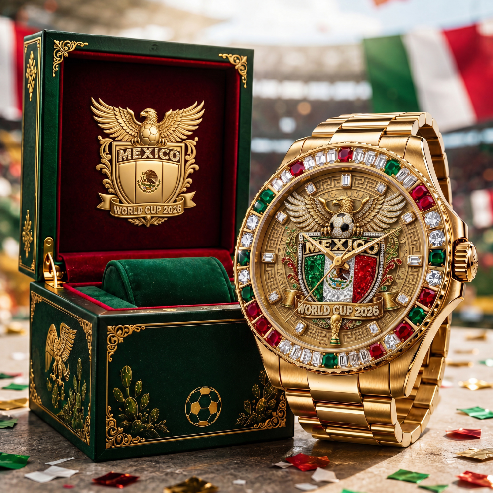Personalized Mexico Soccer Crest Men's Watch Gift for Fans