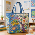 Personalized Quilted Tote Bag Gift for Teacher - Custom Name