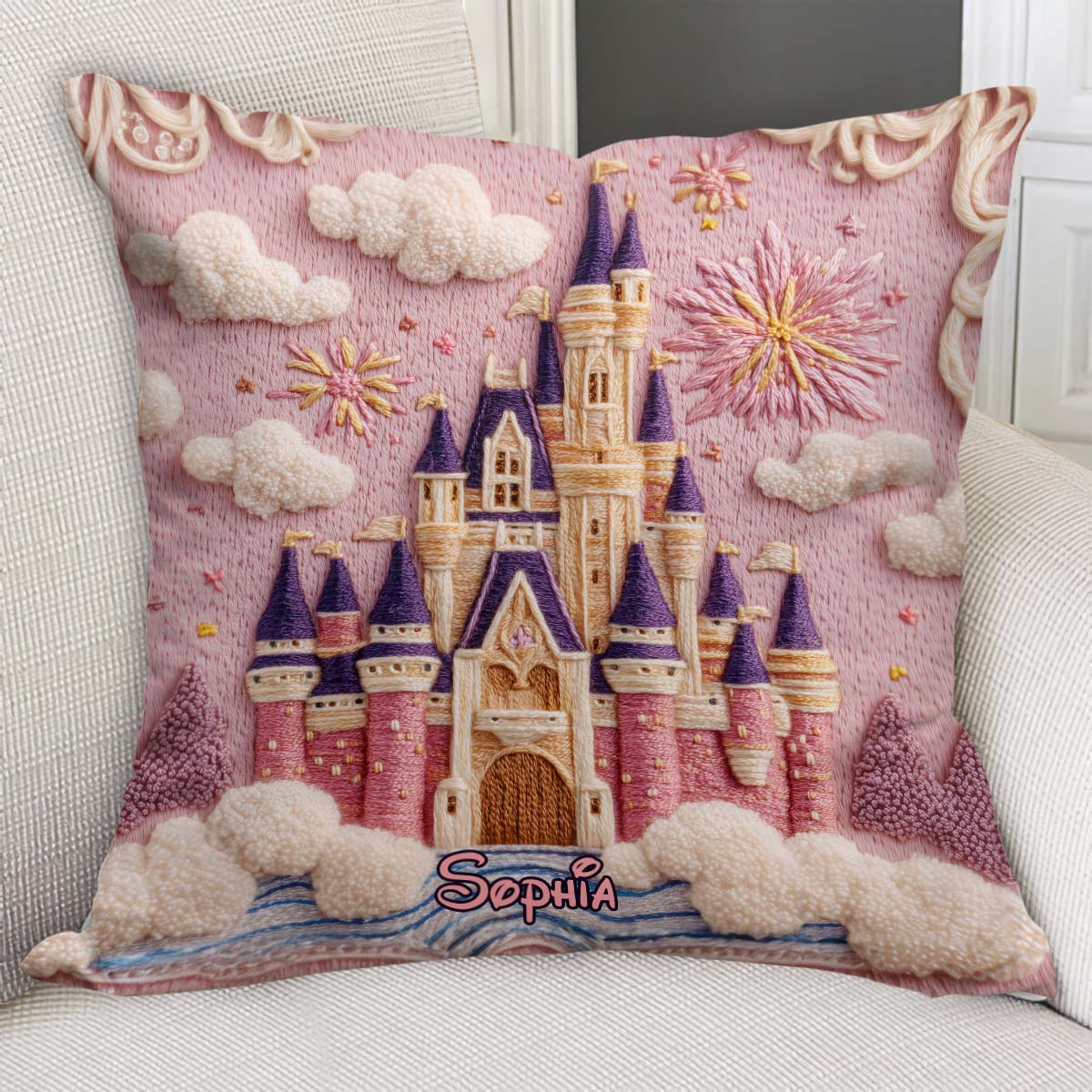 Personalized Castle Pillow Custom Name Gift for Fans