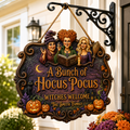 Personalized Halloween Wood Sign for Family with Witch Trio Decor Wood Sign GradoCreations