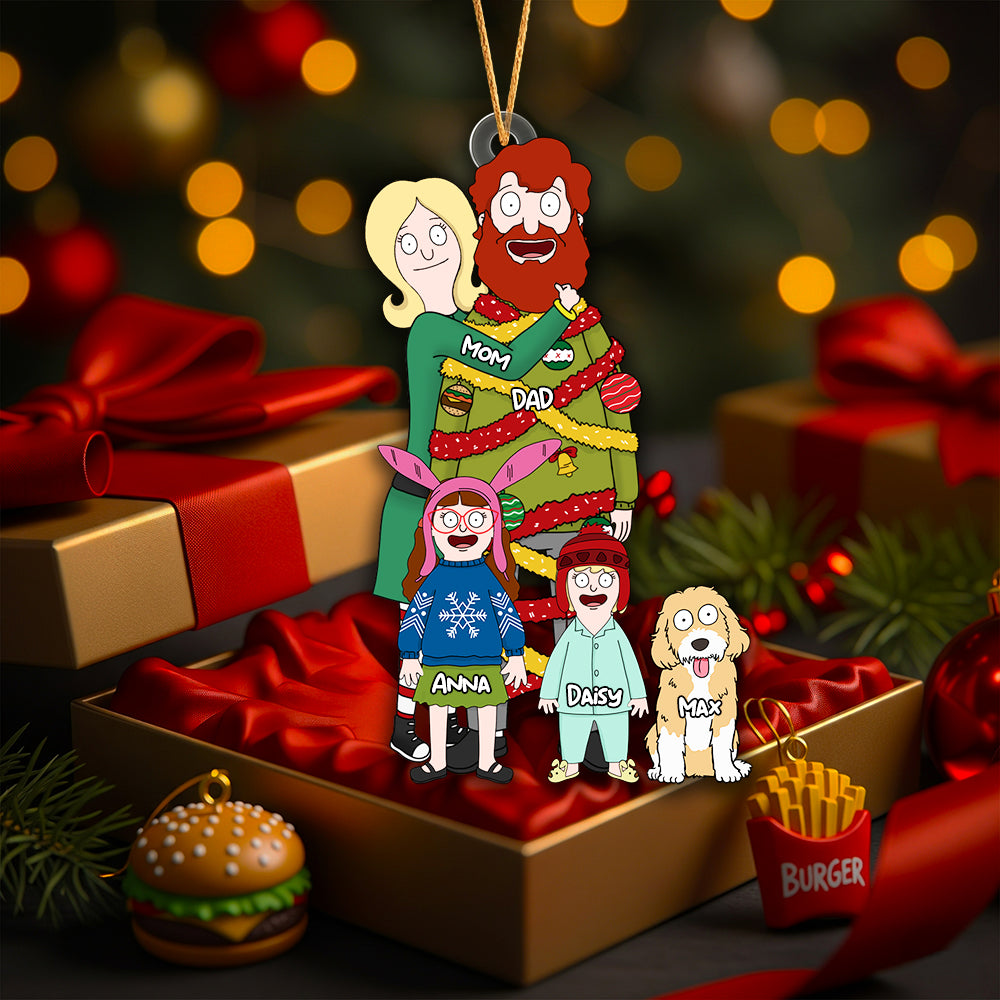 Funny Personalized Burger Family Acrylic Ornament Gift