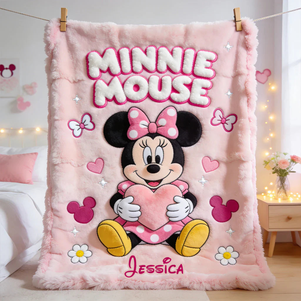 Personalized Minnie Mouse Blanket for Kids Custom Name Gift Blanket GradoCreations