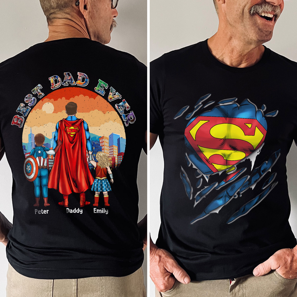 Personalized Best Dad Ever Super Dad Shirt Gift for Dad