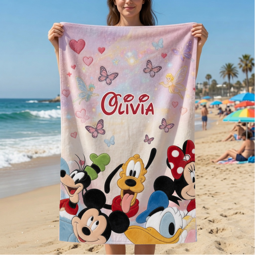 Personalized Disney Beach Towel with Friends for Kids | Summer Gift Beach Towel GradoCreations
