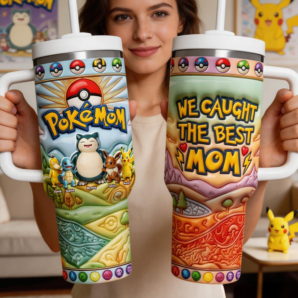 Personalized Pokémon Mom Tumbler with Handle - Unique Gift for Mom
