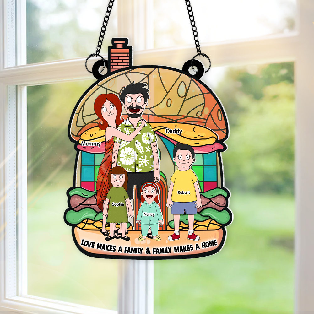 Personalized Stained Glass Family Suncatcher Gift for Home