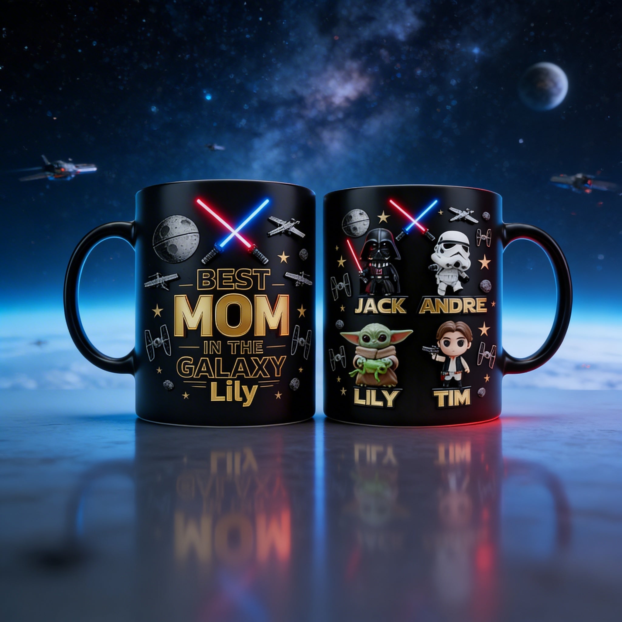 Personalized Best Mom in the Galaxy Mug Custom Names Gift for Mother's Day