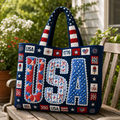 Patriotic Quilted Tote Bag Custom Design Ideal Gift for Her