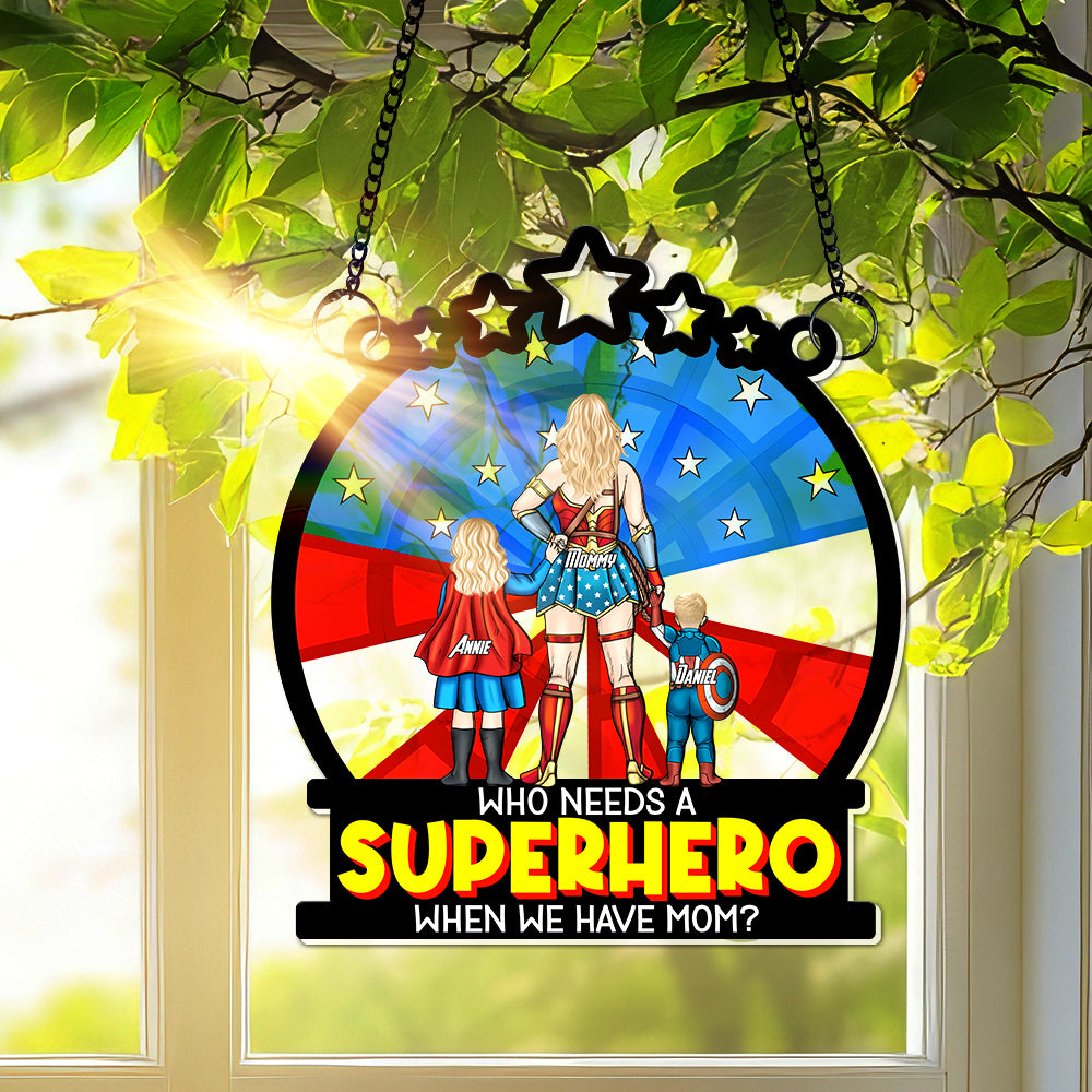 Personalized Superhero Mom Window Hanging Suncatcher Gift