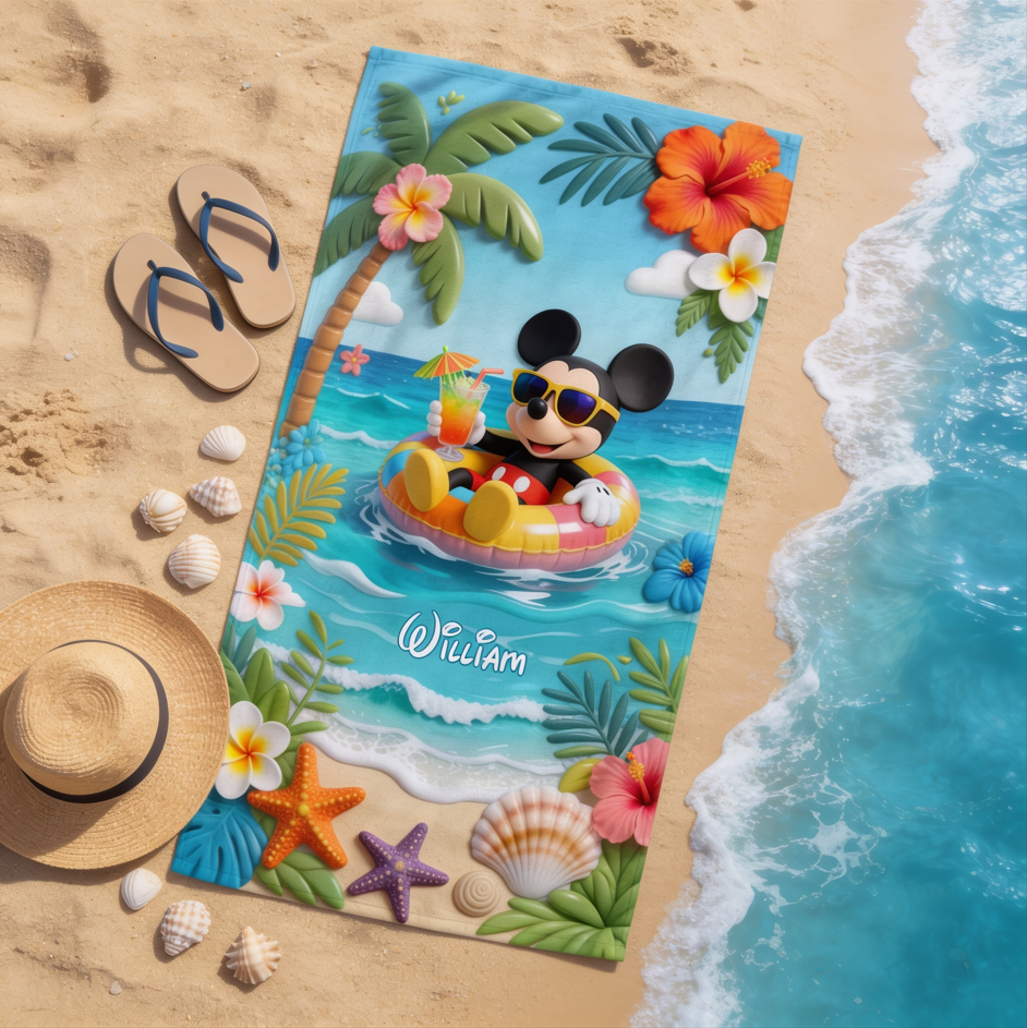 Personalized Beach Towel with Summer Vibes for Travelers