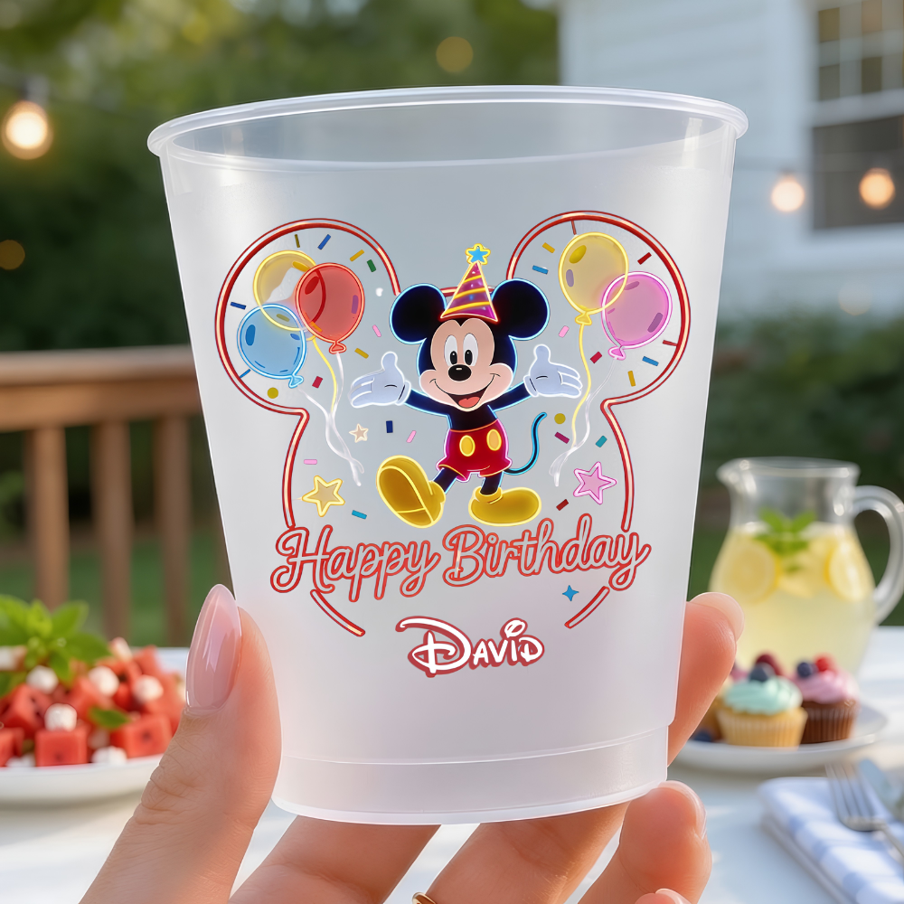 Personalized Frosted Birthday Cup with Mickey Mouse Design - 12oz/16oz Gift for Kids Frosted Cups GradoCreations