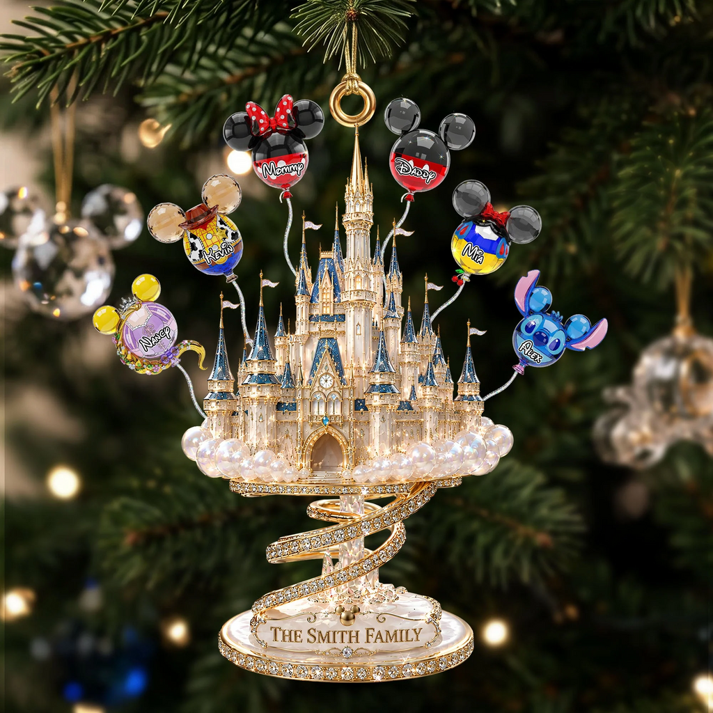 Personalized Acrylic Ornament Dreamy Balloon Castle Family Christmas Gift Ornament GradoCreations