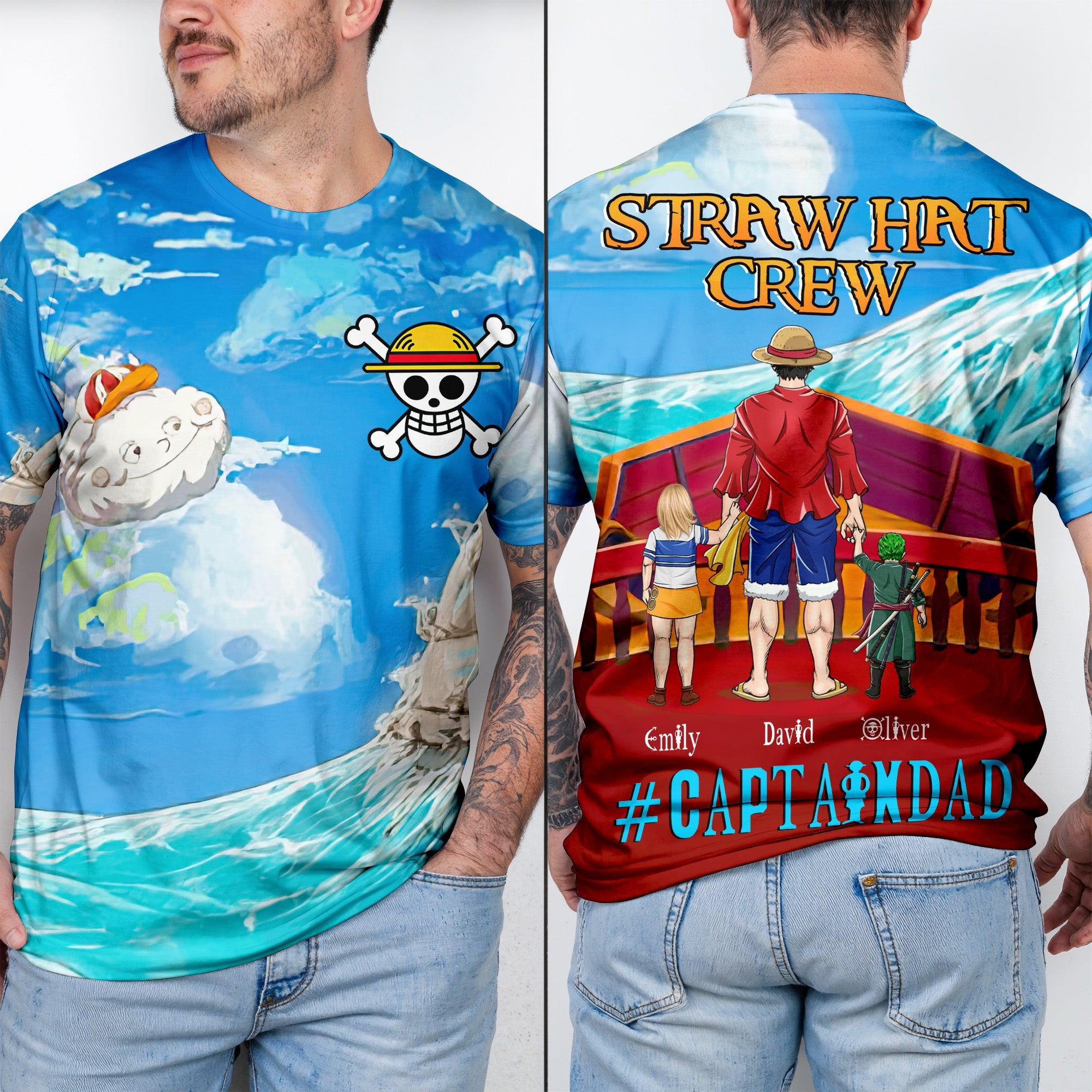 Personalized Pirate Captain 3D T-Shirt Gift for Dad | GradoCreations