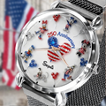 Personalized Women Hand Watch with Custom Strap Charms for Independence Day Gift