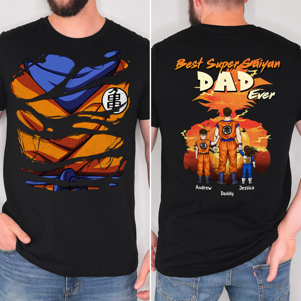 Personalized Dragon Ball Dad T-Shirt Custom Family Gift