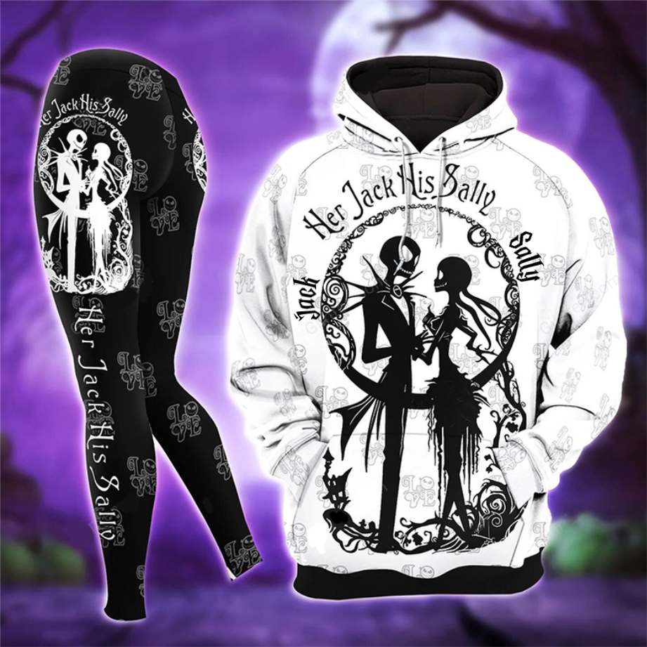 Personalized Spooky Couple Hoodie and Leggings Set for Halloween and Christmas