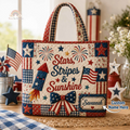 Personalized USA Flag Quilted Tote Bag Custom Name Gift for Patriots