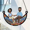 Personalized Funny Burgers Cartoon Couple Suncatcher Gift for Anniversary