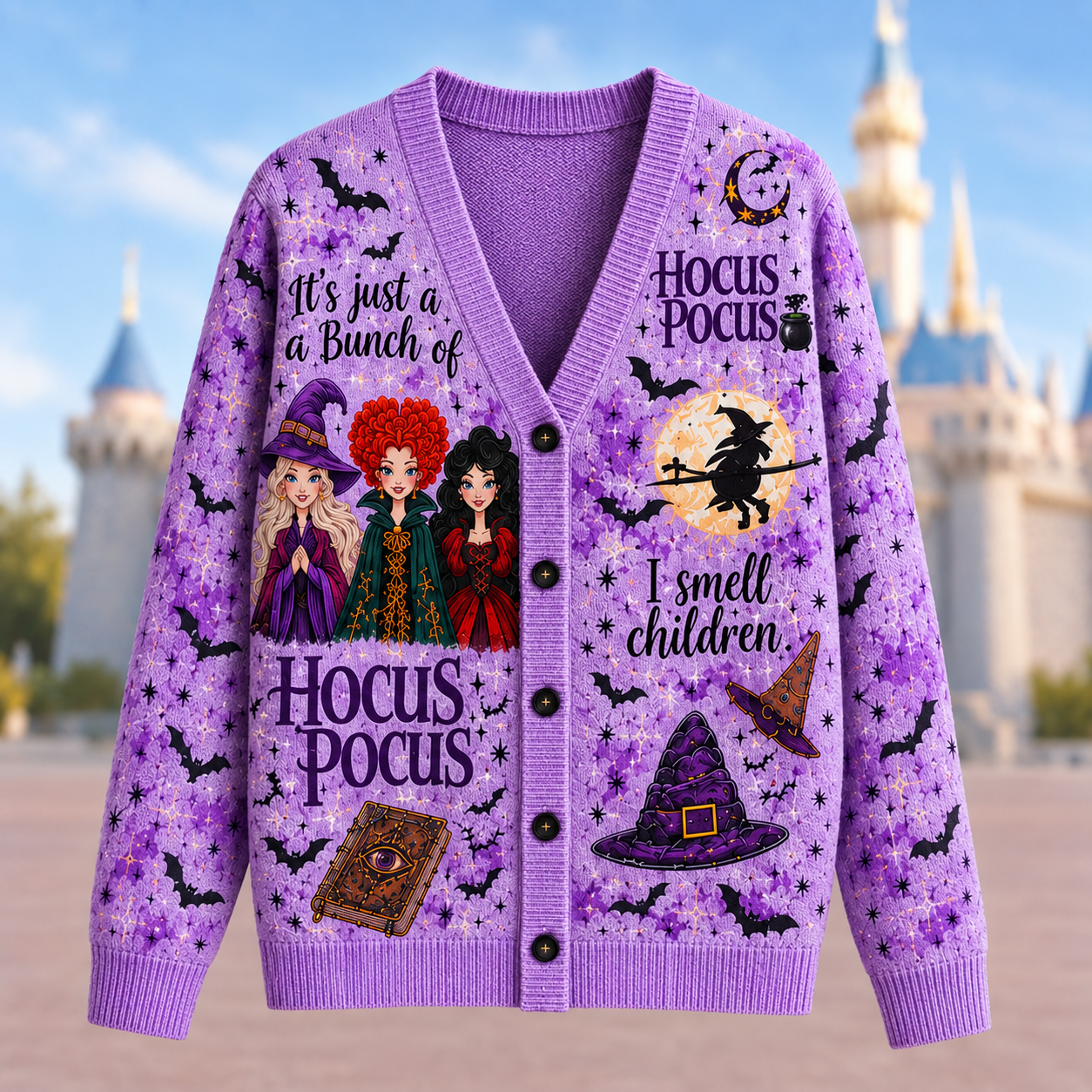 Personalized Hocus Pocus Halloween Cardigan for Her - Custom Design Cardigan GradoCreations