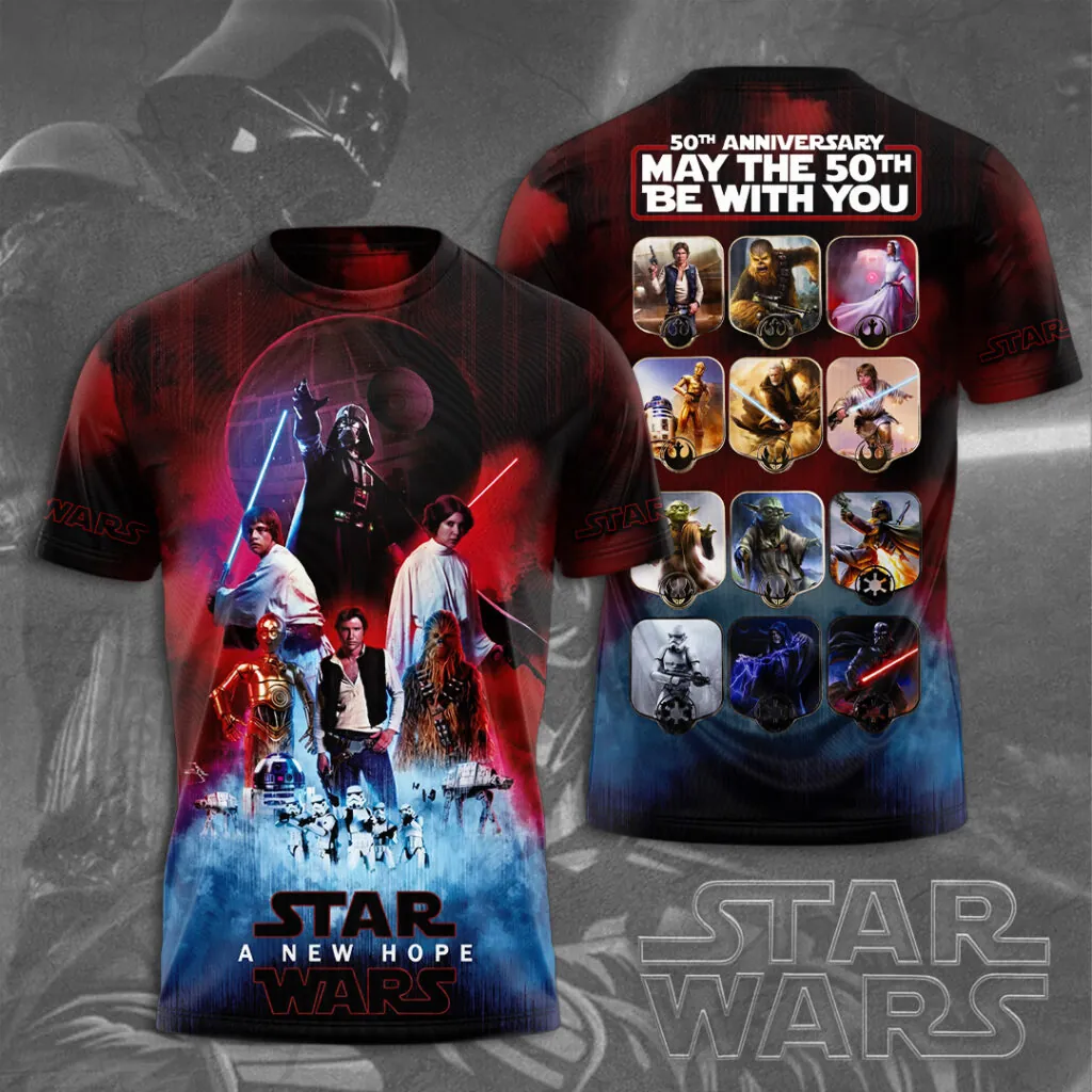 Personalized AOP Shirt 50th Anniversary Star Wars Gift for Fans