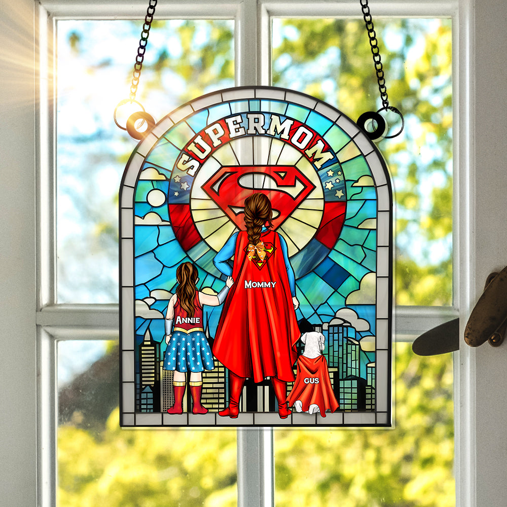 Personalized Supermom Window Hanging Suncatcher Gift for Mom