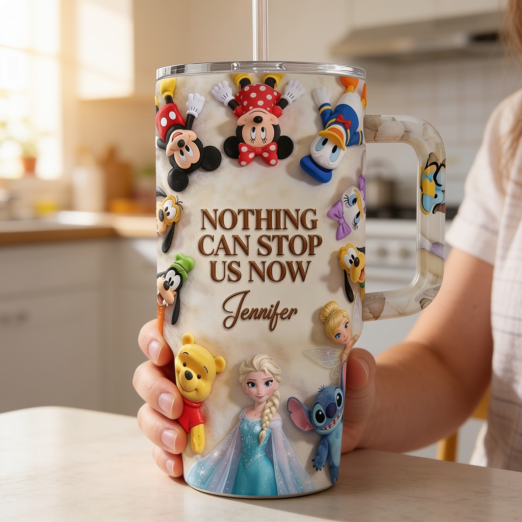 Personalized Disney Tumbler with Handle Custom Name Gift for Movie Fans Tumbler GradoCreations