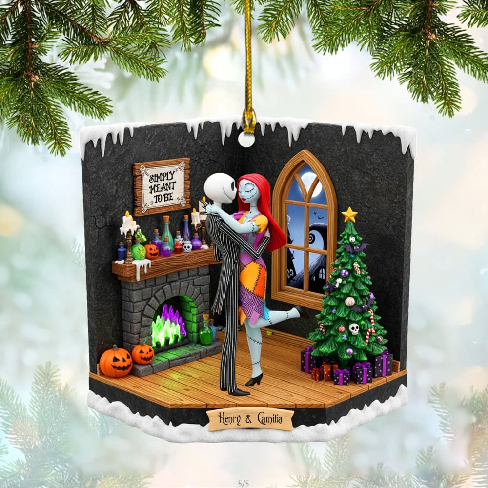 Personalized Acrylic Christmas Ornament for Couples - Spooky Theme Gift