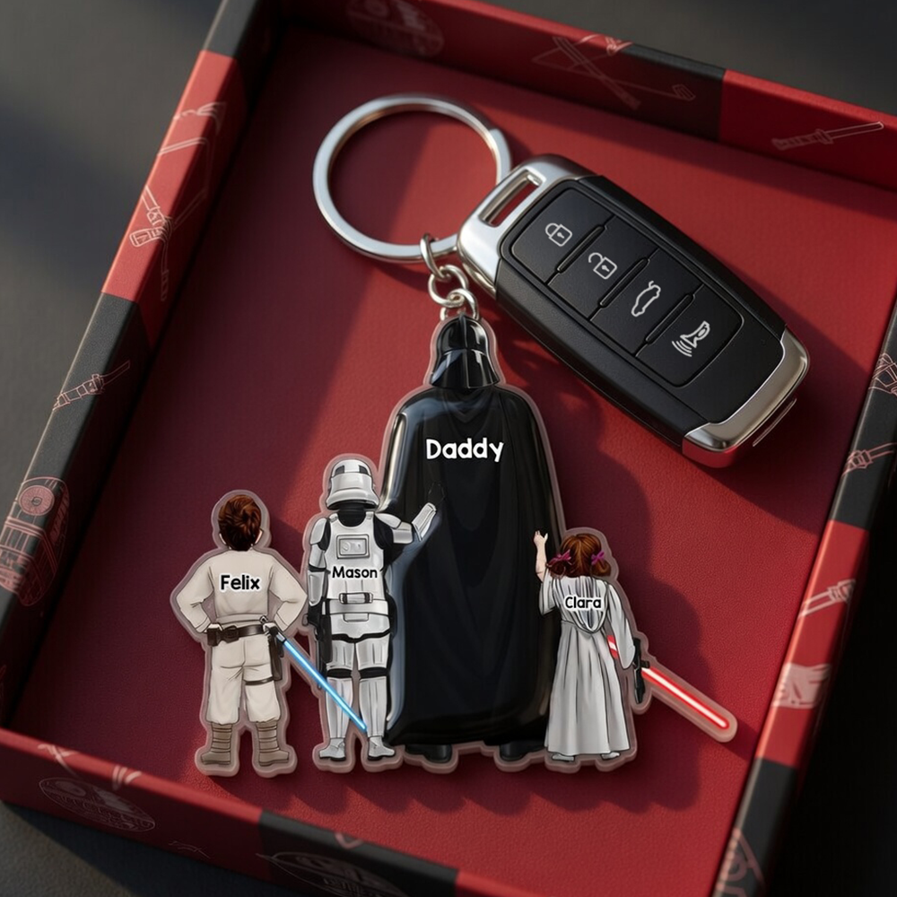 Personalized Space Warrior Acrylic Keychain Gift for Dad